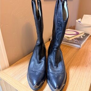 Durango Black Leather Heeled Cowboy Boots